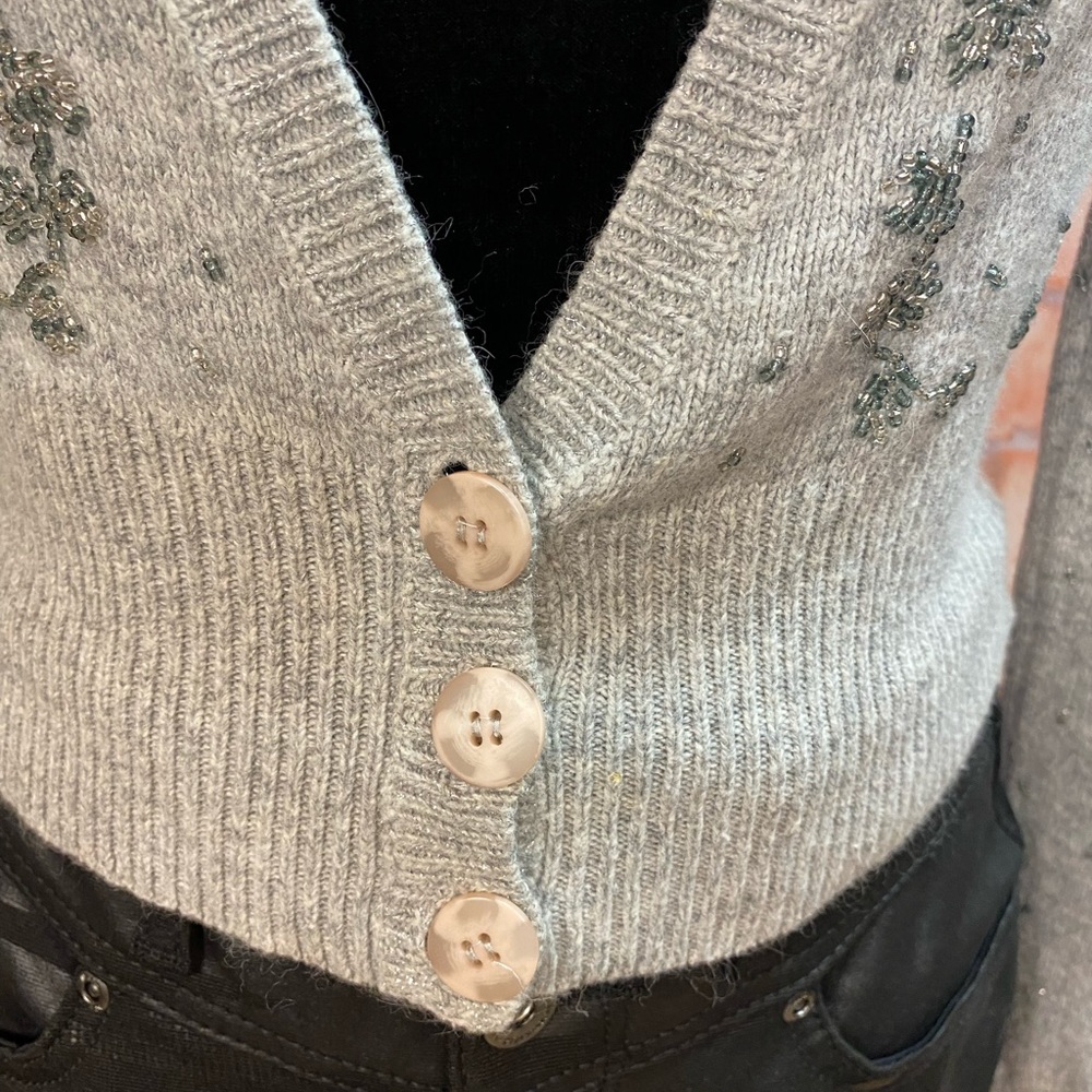 American Eagle Cropped Beaded Cardigan Sweater - Picture 3 of 9